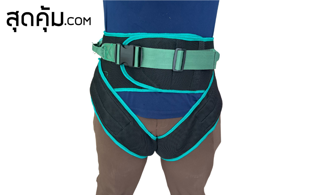 เข็มขัดพยุงตัวผู้ป่วย-เข็มขัดช่วยหัดเดิน-สีเขียวดำ-Safety-Transfer-Support-Belt-Free-Size