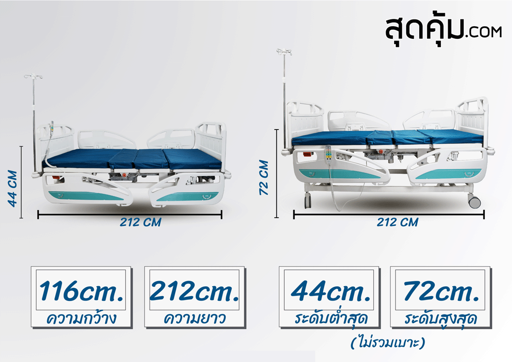 เตียงผู้ป่วยไฟฟ้า 3 ไกร์ 3 ฟังก์ชั่น รุ่น HB-D08