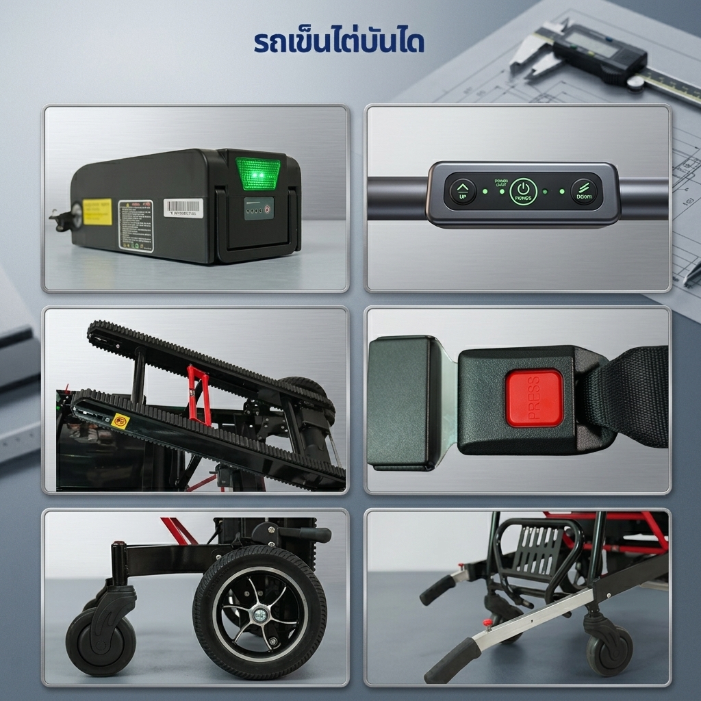 เก้าอี้รถเข็นไต่บันได อเนกประสงค์ สีดำ รุ่น MCS (BLACK)